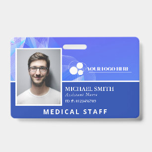 Badge Blue Abstrait Ajouter votre logo ID employé