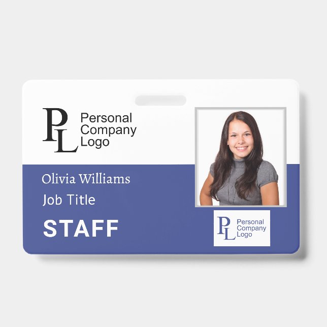 Badge BLUE Customisé Personnel de l'entreprise Photo ID  (Avant)