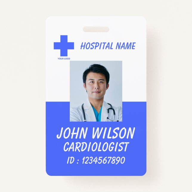 Badge Blue Doctor Nurse Employee ID Card (Devant)