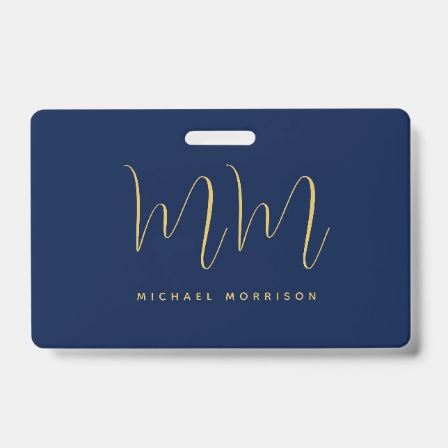 Badge Blue Gold Colours Professionnel Lettres initiales  (Avant)