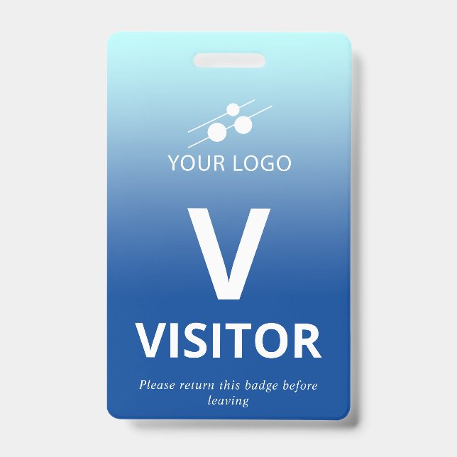 Badge Blue Gradient Ajouter votre logo Visiteur (Face)