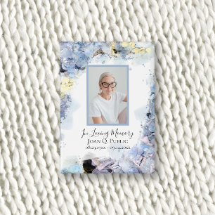 Badge Blue Hydrangea Flowers Watercolor Funeral Memorial