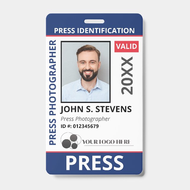 Badge Blue Red Photo & Logo Press ID QR Code (Avant)