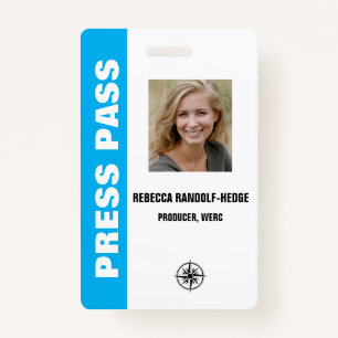 Badge BLUE SPECIAL EVENT PRESSE PASS and Photo I.D.