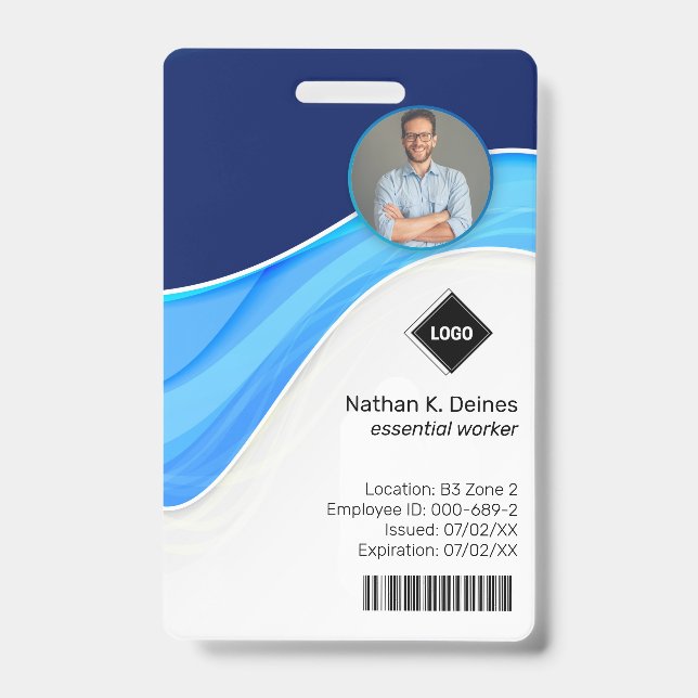Badge Blue Wave | Société de sécurité des photos d'ident (Avant)