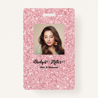 Badge Blush Glitter hair salon elegant script photo
