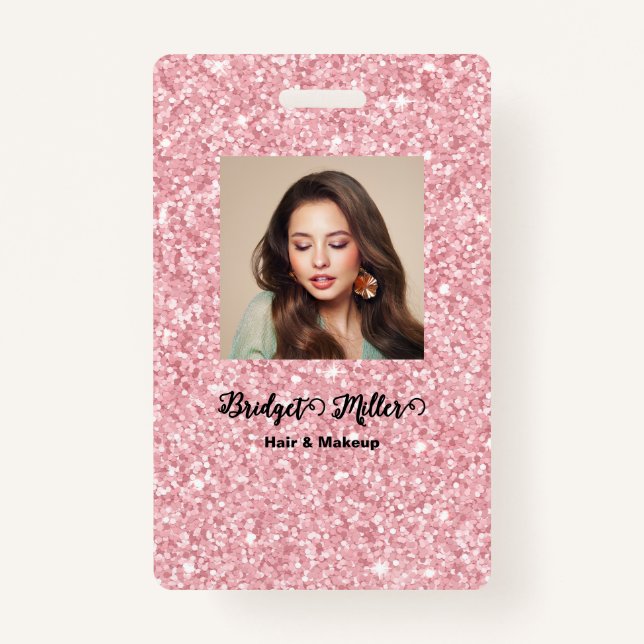 Badge Blush Glitter hair salon elegant script photo (Devant)