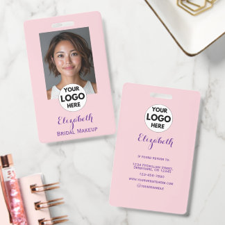 Badge Blush Pink Script Logo Photo Makeup