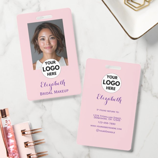 Badge Blush Pink Script Logo Photo Makeup (Bureau)
