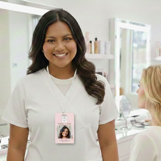 Badge Blush Pink Script Logo Photo Makeup (Créateur téléchargé)