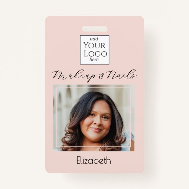Badge Blush Pink Script Logo Photo Makeup (Devant)