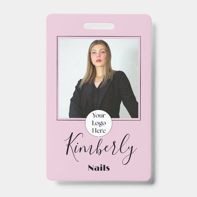Badge Blush Pink Script Logo Photo Nails (Avant)