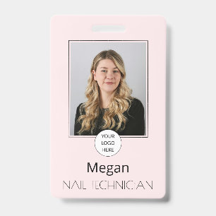 Badge Blush Rose Logo Minimal Moderne Photo Ongles