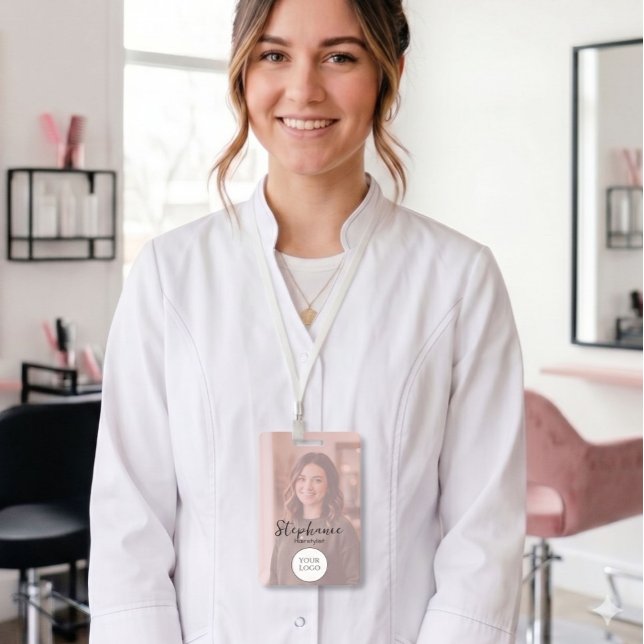 Badge Blush Rose Logo Photo Cheveux Script (Créateur téléchargé)