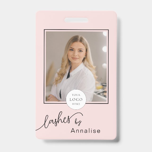 Badge Blush Rose Logo Script Photo Cils Maquillage (Avant)