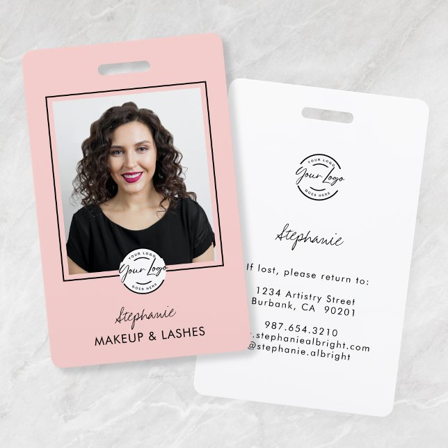 Badge Blush Rose Logo Script Photo Cils Studio (Créateur téléchargé)