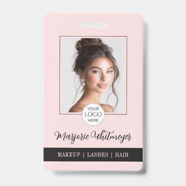 Badge Blush Rose Logo Script Photo Code QR Maquillage (Avant)