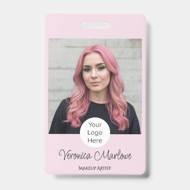 Badge Blush Rose Logo Script Photo Maquillage (Avant)