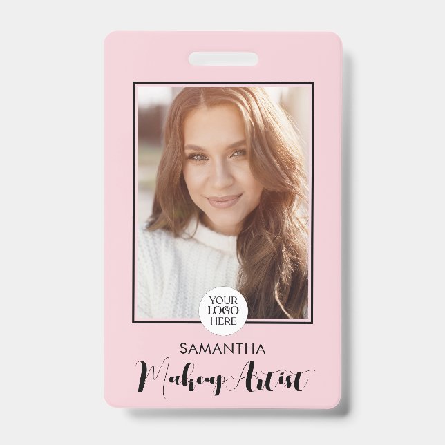 Badge Blush Rose Logo Script Photo Maquillage  (Avant)