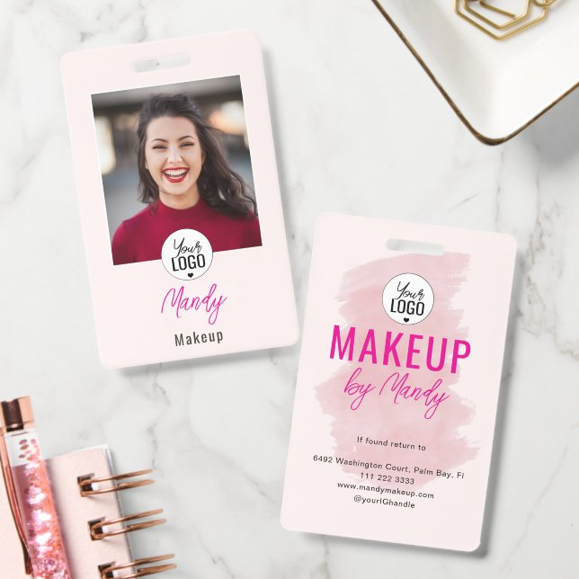 Badge Blush Rose Logo Script Photo Maquillage (Bureau)