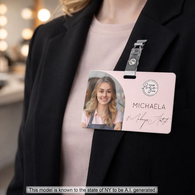Badge Blush Rose Logo Script Photo Maquillage (Créateur téléchargé)