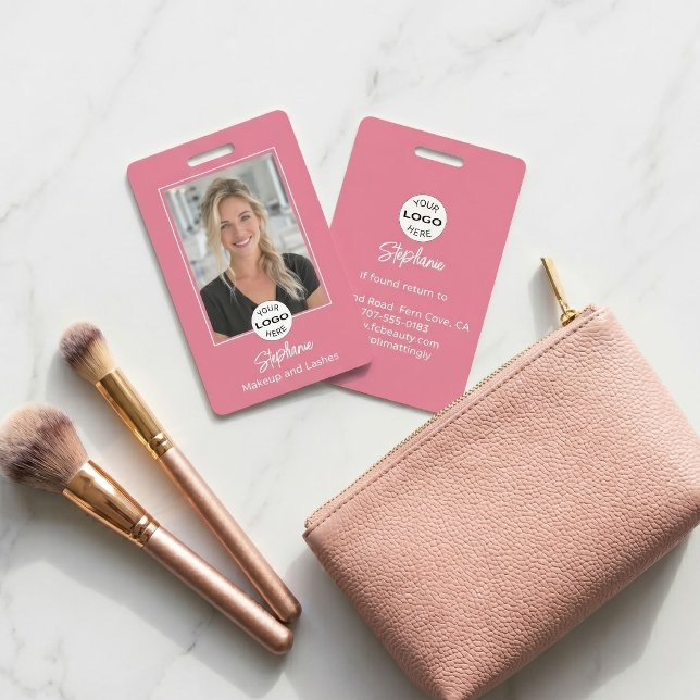 Badge Blush Rose Logo Script Photo Maquillage (Créateur téléchargé)