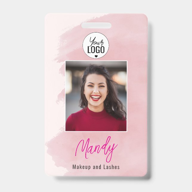Badge Blush Rose Logo Script Photo Maquillage (Avant)