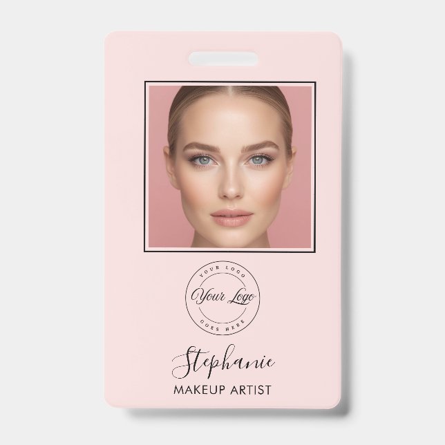 Badge Blush Rose Logo Script Photo Maquillage (Avant)