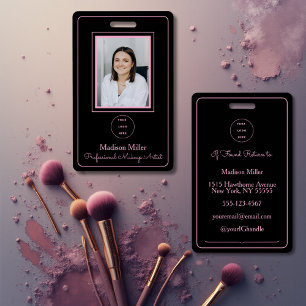 Badge Blush Rose Noir Typographie Logo Photo Maquillage
