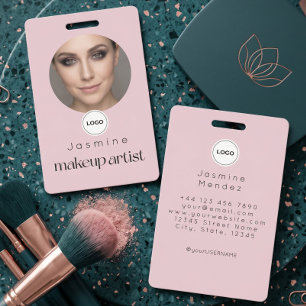 Badge Blush Rose Simple Élégant Photographe Maquilleuse