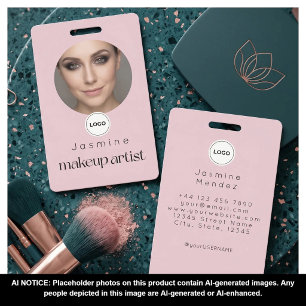 Badge Blush Rose Simple Élégant Photographe Maquilleuse