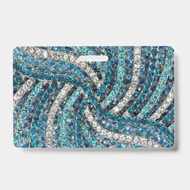 Badge bohème chic fille argent gris turquoise bleu  (Avant)