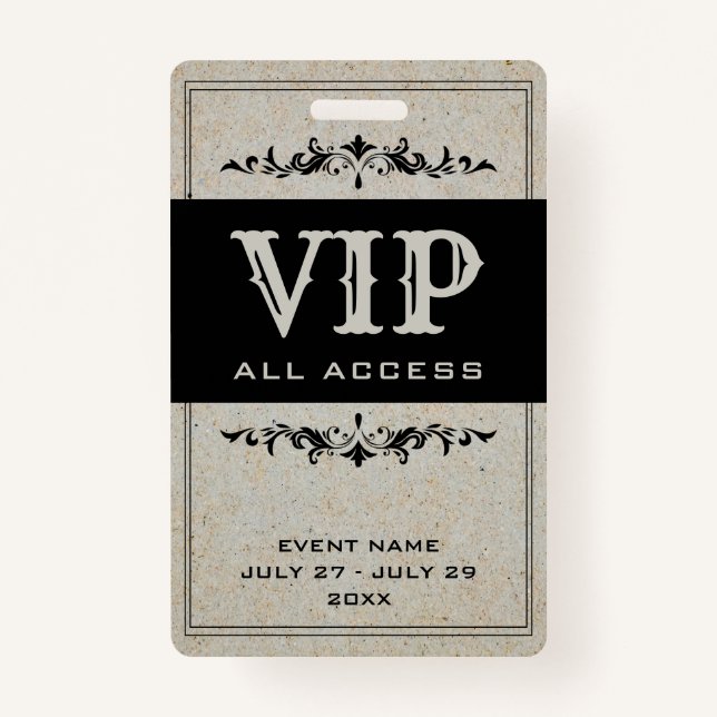 Badge Bohemian Party VIP All Access Pass ID d'événement  (Devant)