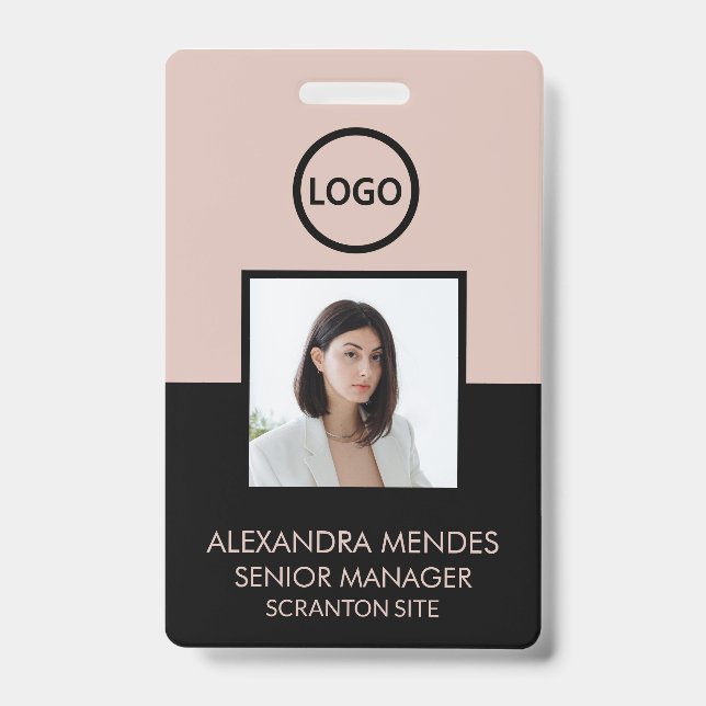Badge Boho Et Black Employé Photo ID Société Sécurité (Avant)
