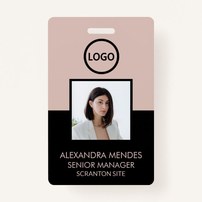 Badge Boho Et Black Employé Photo ID Société Sécurité (Devant)