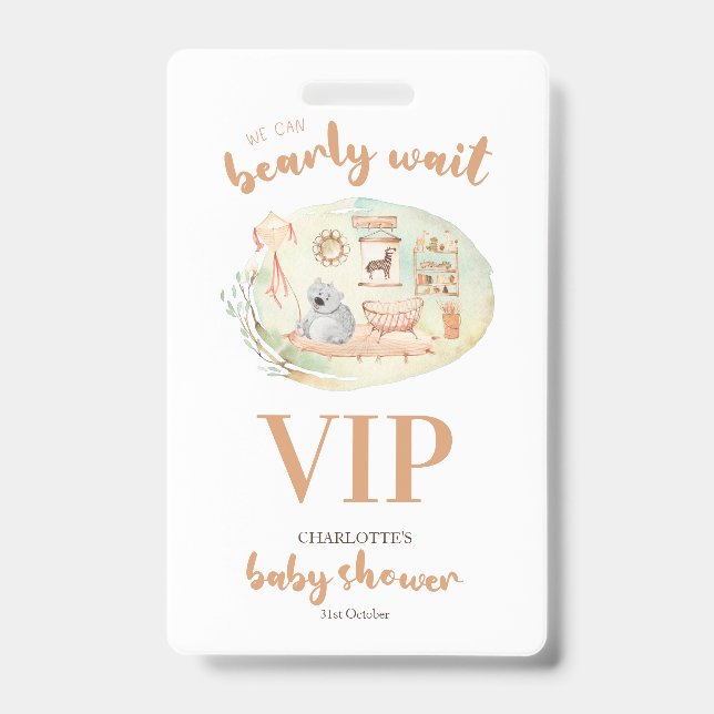 Badge Boho Nous Pouvons Bearly Wait Baby shower (Front)