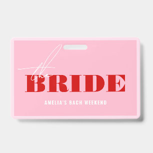 Badge Bold Rose & Rouge Bachelorette Acheter La Mariée U