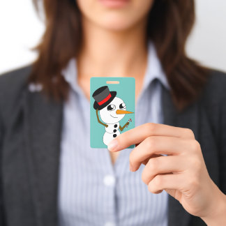 Badge bonhomme de neige chibi