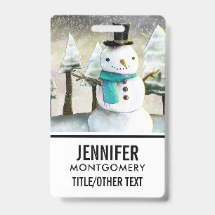 Badge Bonhomme de neige fantaisiste dans une scène de No
