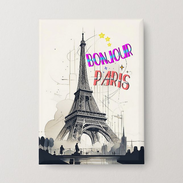 Badge Bonjour Coloré Paris (Recto)