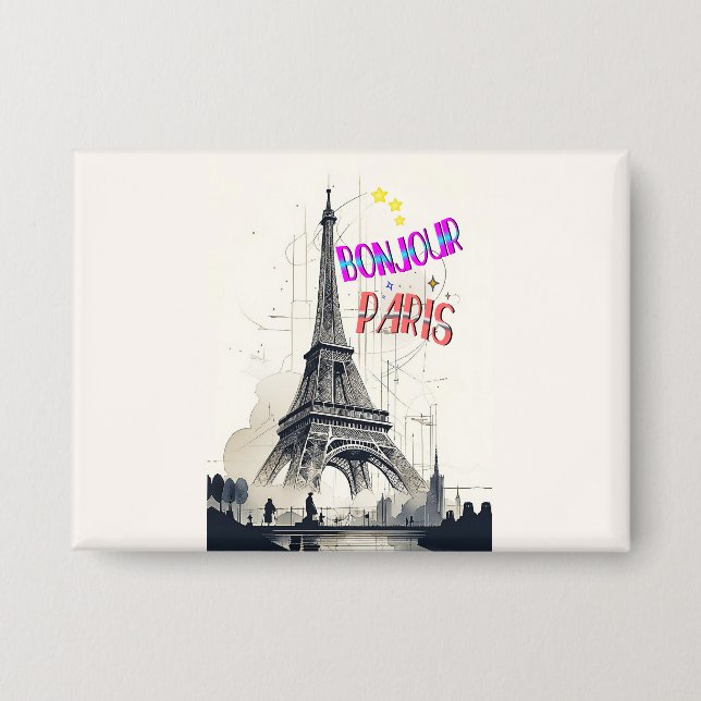 Badge Bonjour Coloré Paris (Recto)