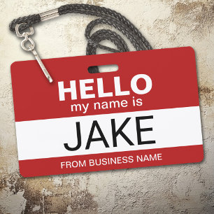 Badge Bonjour je m'appelle Jake - costume drôle d'Hallow