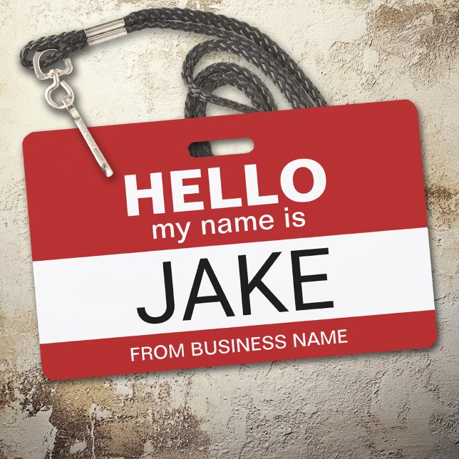 Badge Bonjour je m'appelle Jake - costume drôle d'Hallow (Hello Name Badge with Custom Name)