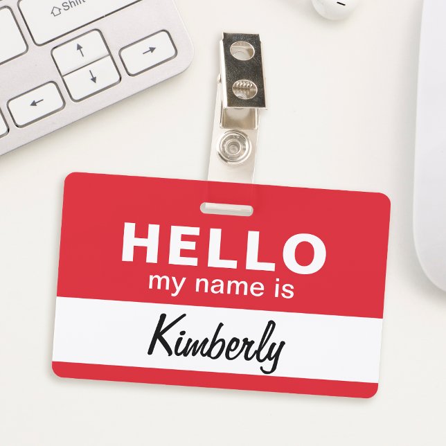 Badge Bonjour, je m'appelle - Nom de l'employé de script (This badge is a delightful way to start a conversation. It has the employee name in script.)