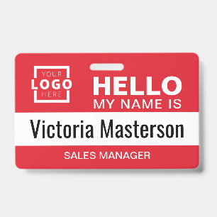 Badge Bonjour, je m'appelle - Nom d'employé d'entreprise