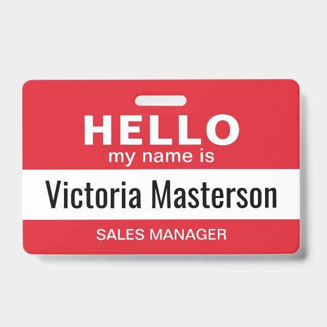 Badge Bonjour, je m'appelle - Nom d'employé d'entreprise (Avant)