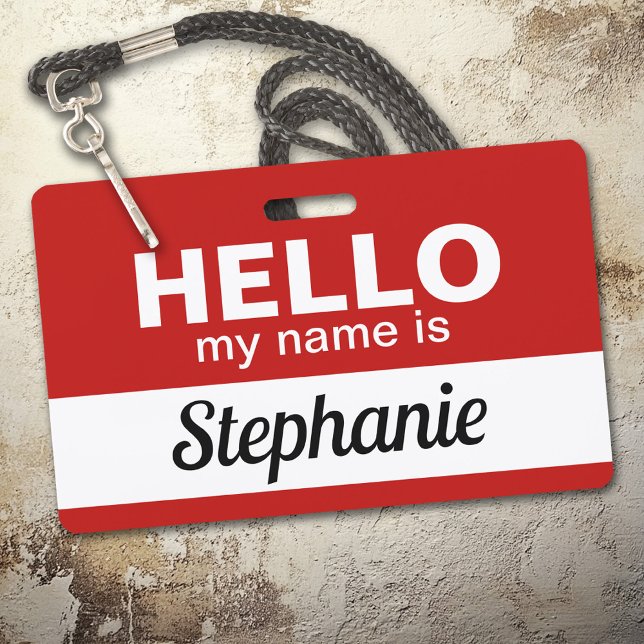 Badge Bonjour, je m'appelle - Script de nom d'employé pe (Hello Name Badge with Custom Name)