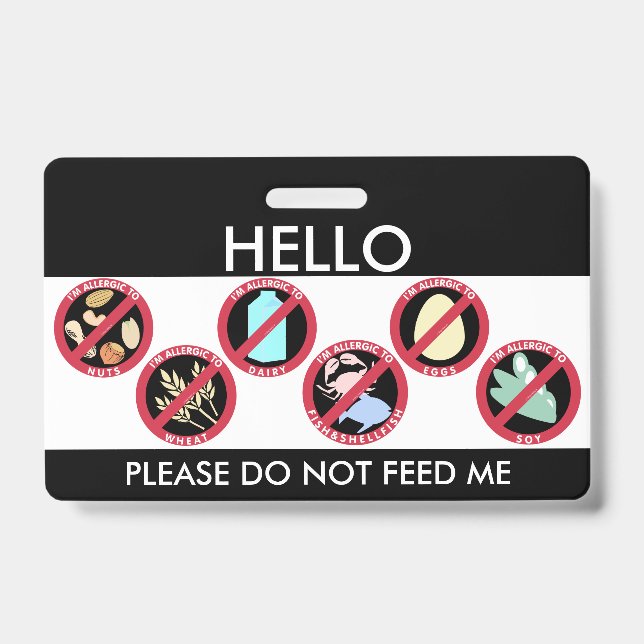 Badge Bonjour mon nom est allergique à l'allergène fait (Face)