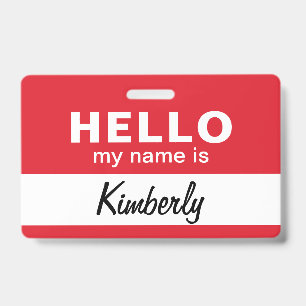 Badge Bonjour Mon Nom Est - Nom de l'employé de script p