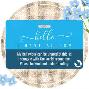 Badge bonjour sensibilisation à l'autisme et contact d'u